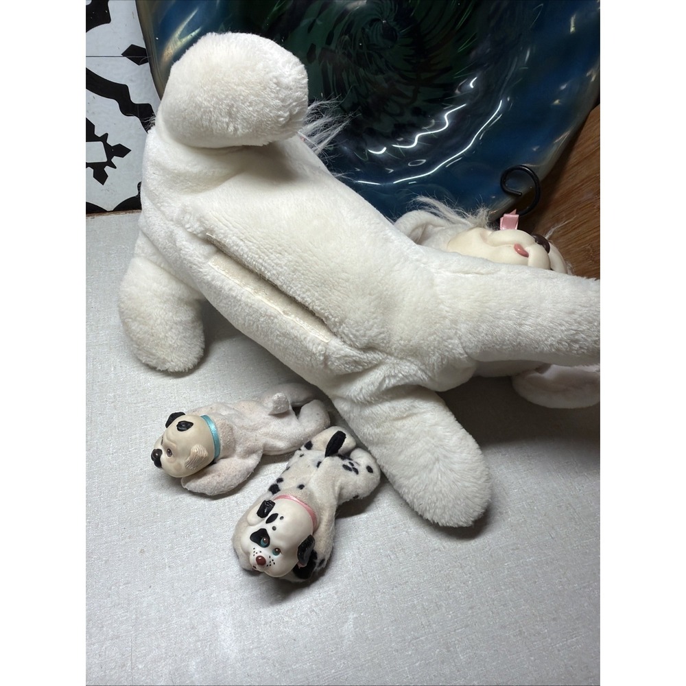Rare Vintage 1991 Hasbro Puppy Surprise White Plush Mom Dog & 2 Puppies Toy Set - Picture 9 of 12